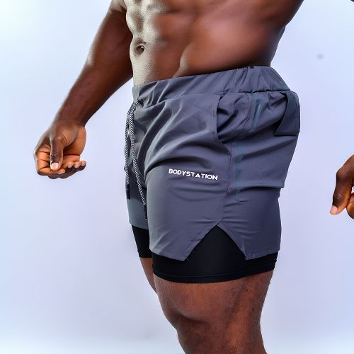 Men's Shorts With Tights - Grey