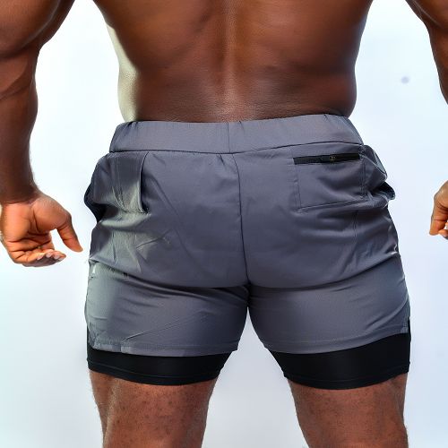 Men's Shorts With Tights - Grey