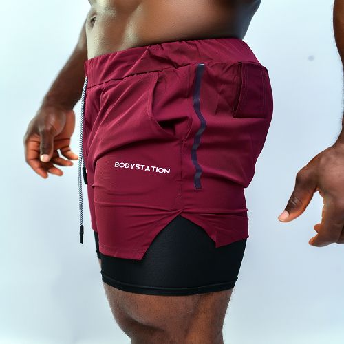 Men's Shorts With Tights - Red