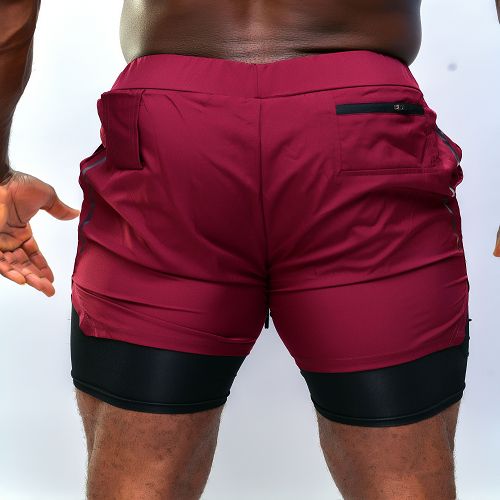 Men's Shorts With Tights - Red
