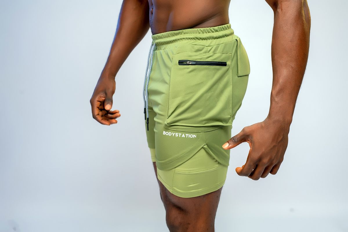 Men's Shorts With Tights - Green