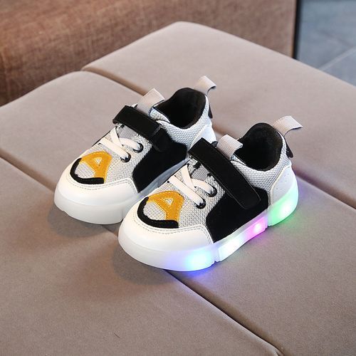 Children's Sports Shoes With LED Lights-Black