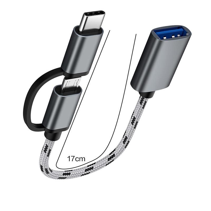 Crugkbat 2 In 1 OTG Adapter USB 2.3 To Micro Type C Data Sync Disk blue