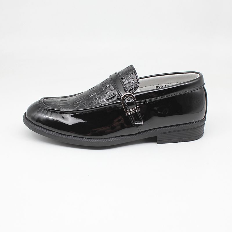 Boys Velcro School Shoe Kids Formal Shoes-Black