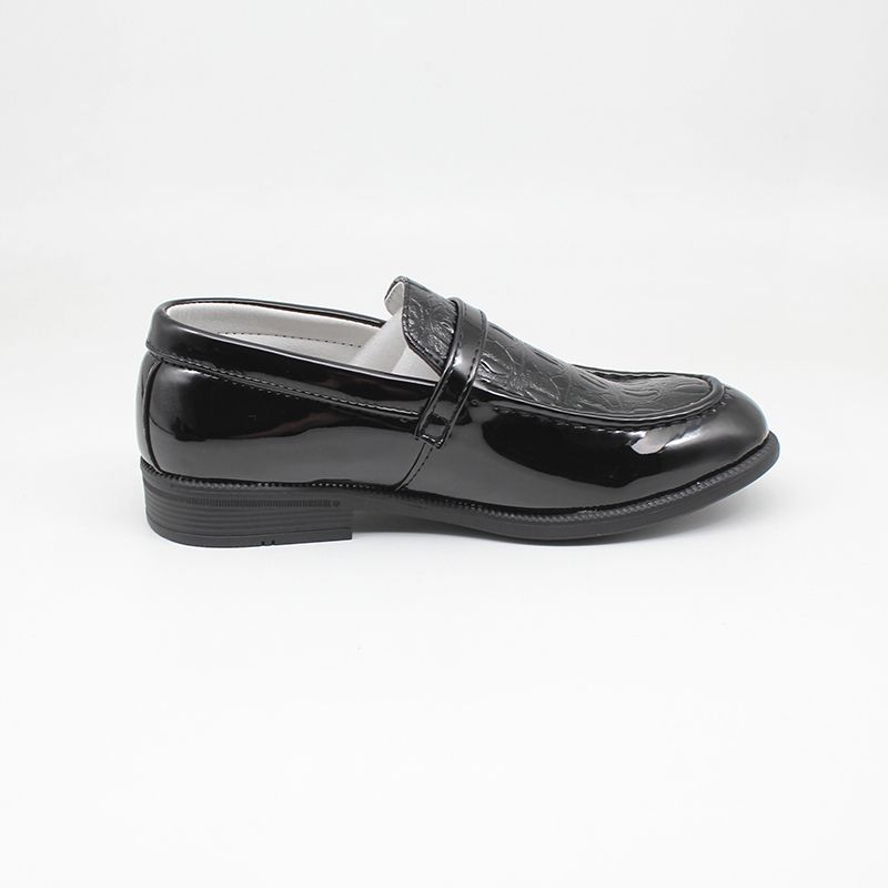 Boys Velcro School Shoe Kids Formal Shoes-Black
