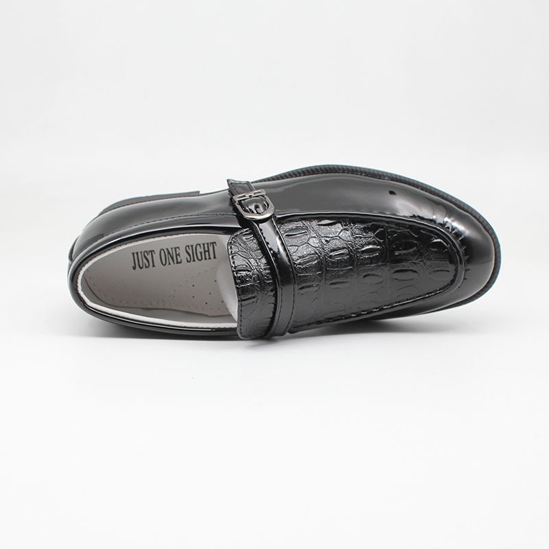 Boys Velcro School Shoe Kids Formal Shoes-Black