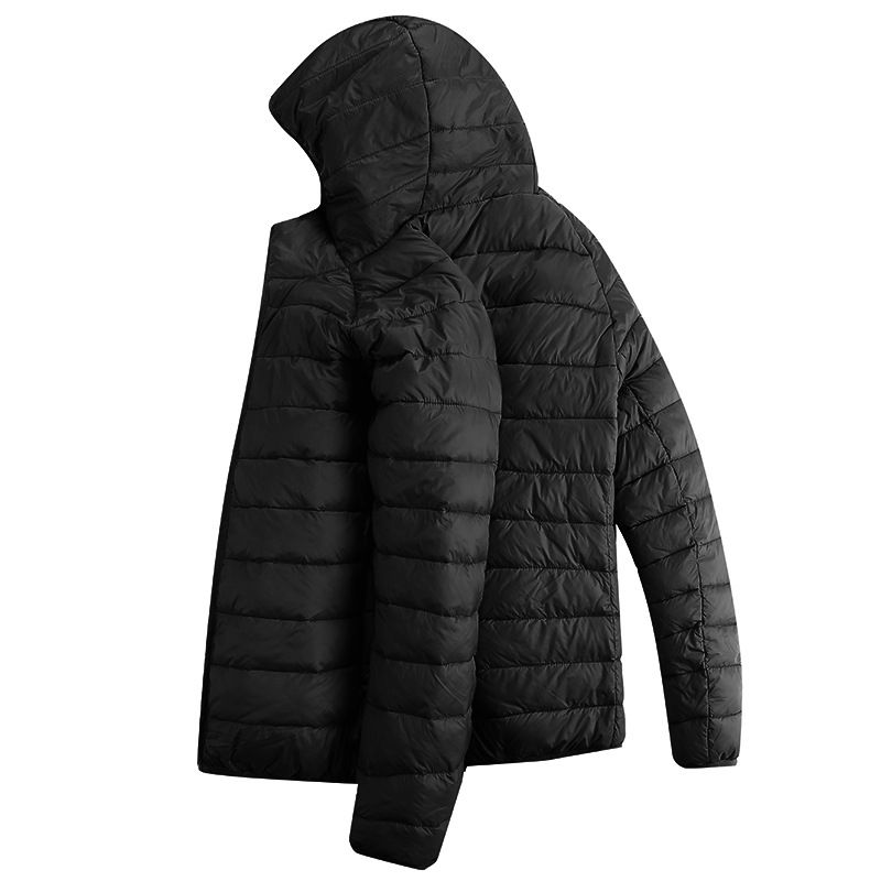 Winter Warm USB Heating Jackets Smart Thermostat Pure Color Hooded - Black