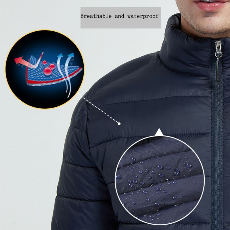 Winter Warm USB Heating Jackets Smart Thermostat Pure Color Hooded - Black