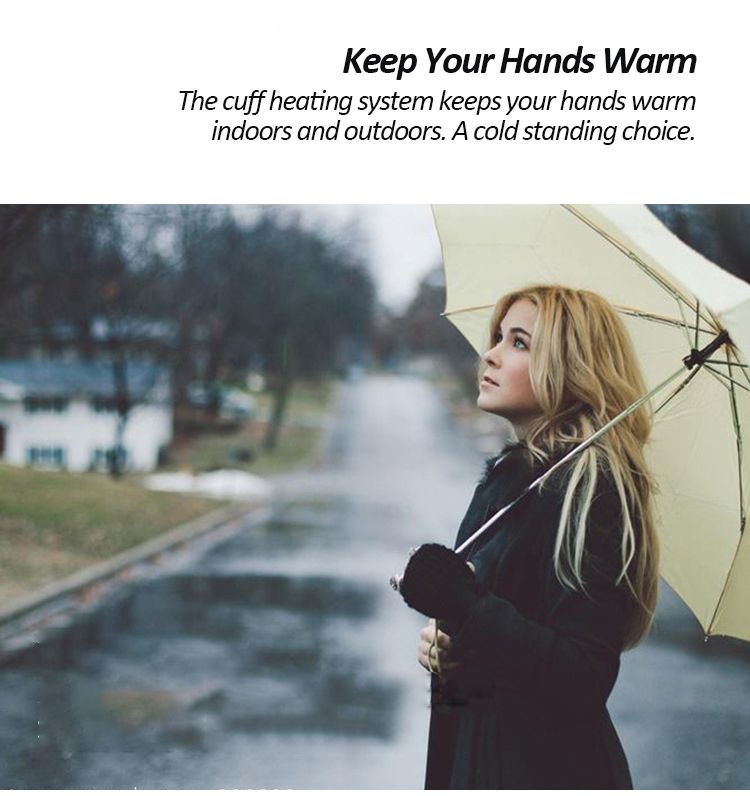 Winter Warm USB Heating Jackets Smart Thermostat Pure Color Hooded - Black