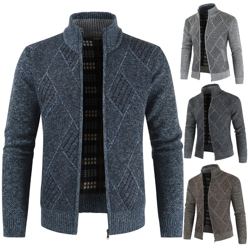 Men's Long Sleeved Cotton Sweater Casual Slim Cardigan Coat