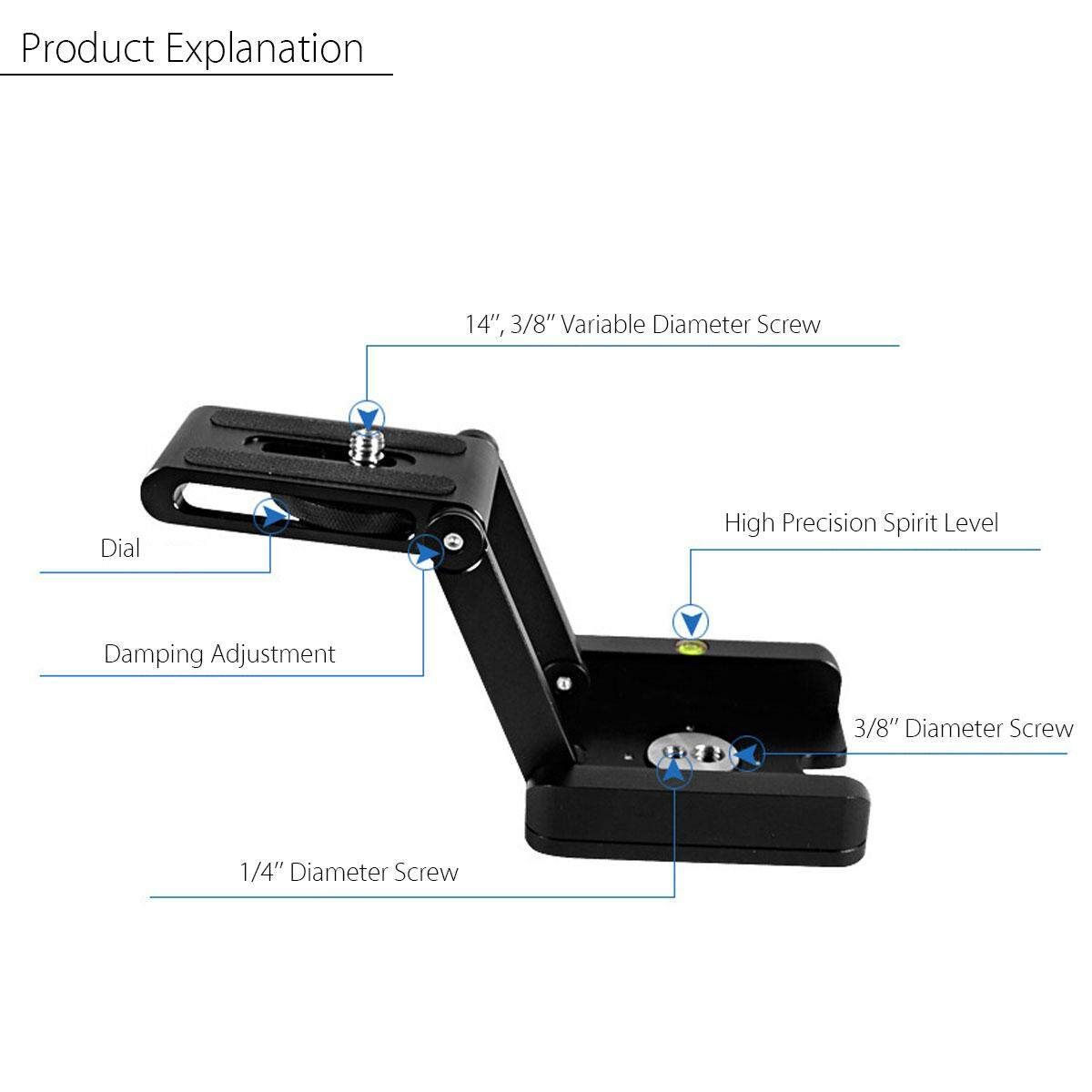 Camera Flexible Tripod Z Pan Tilt Bracket Folding Head Photography Studio Stand