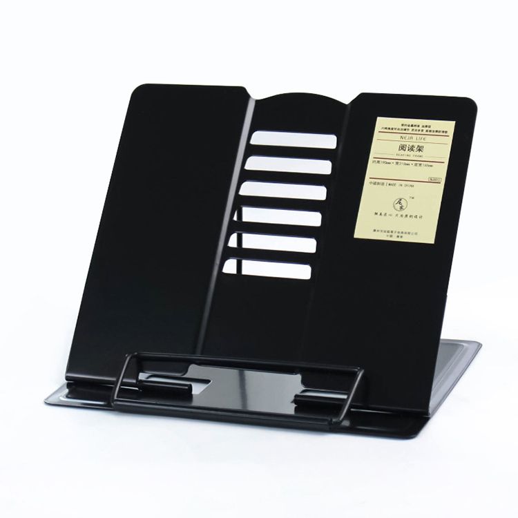 Portable Metal Adjustable Reading Book Holder Support IPad Document Book Shelf Bookstand, Size:Small(Grey)