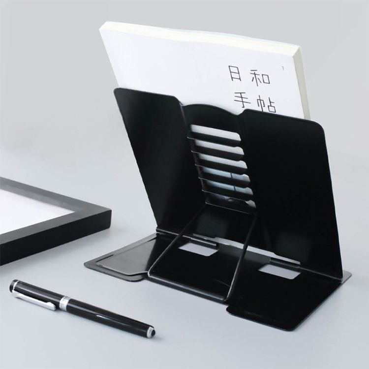 Portable Metal Adjustable Reading Book Holder Support IPad Document Book Shelf Bookstand, Size:Small(Grey)