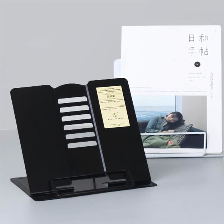 Portable Metal Adjustable Reading Book Holder Support IPad Document Book Shelf Bookstand, Size:Small(Grey)