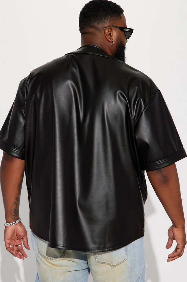 Homerun Faux Leather Short Sleeve Jersey - Black