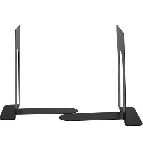 1 Pairs Metal Bookends Nonskid Heavy Duty Book Ends Supports For Books DVDs Magazines (Black)