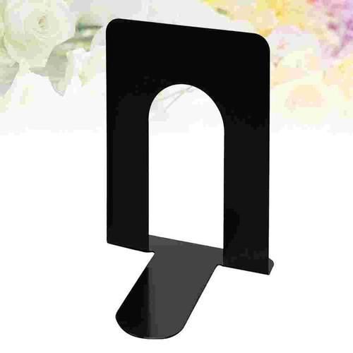 1 Pairs Metal Bookends Nonskid Heavy Duty Book Ends Supports For Books DVDs Magazines (Black)