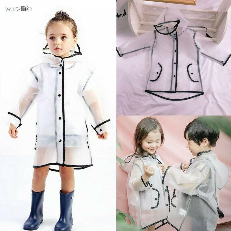 Kids Raincoat Waterproof Rain Poncho Clear Transparent Children kindergarten school Student Rainsuit Protective Poncho Covers