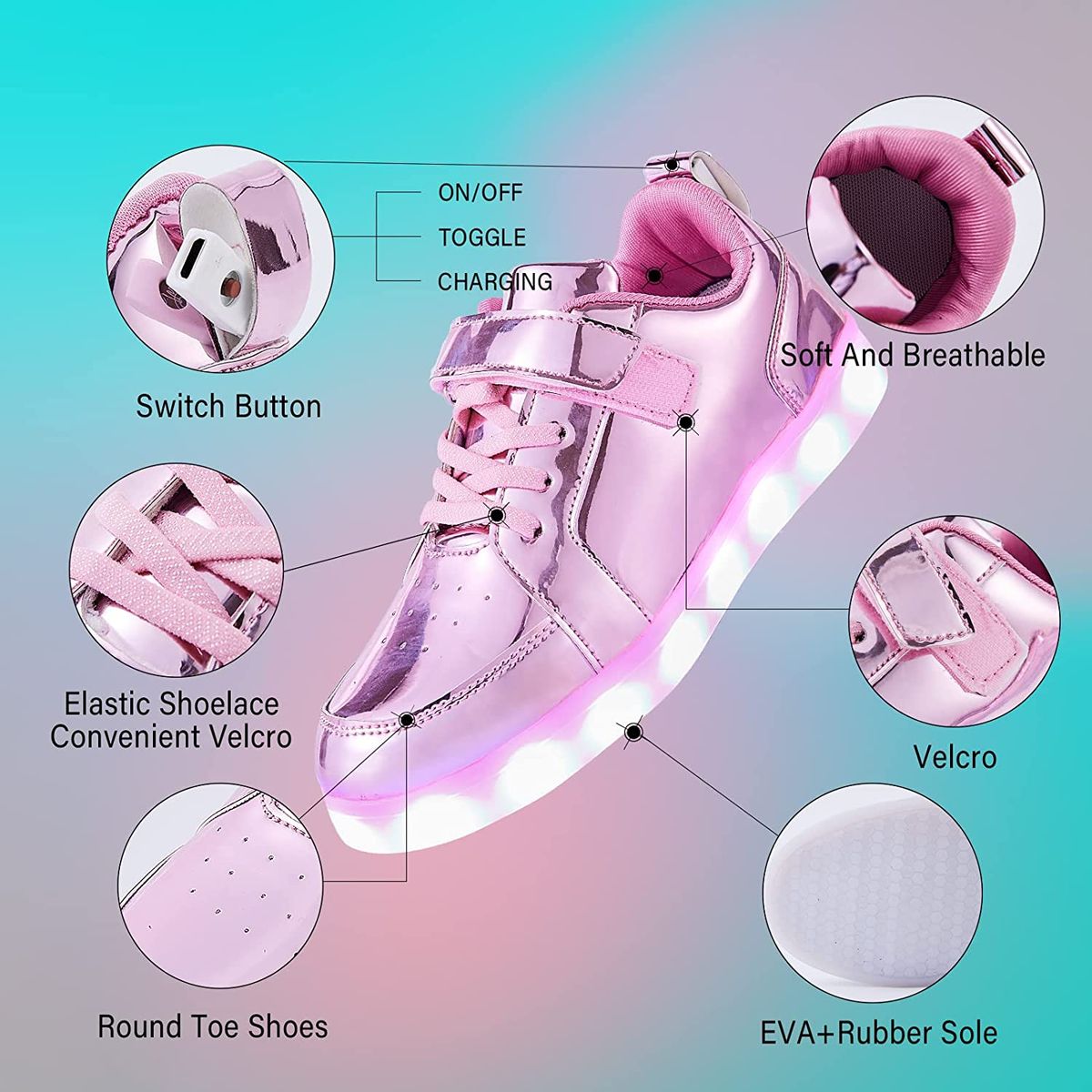 USB Charging LED Shoes For Boys And Girls