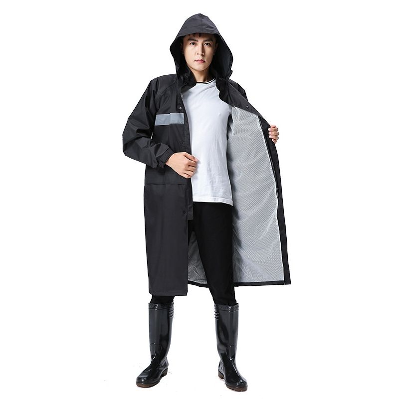 X18 Siamese Raincoat Outdoor Adult Reflective Riding Raincoat-Black