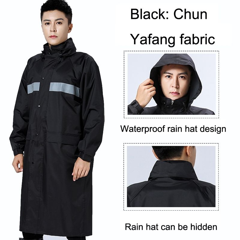 X18 Siamese Raincoat Outdoor Adult Reflective Riding Raincoat-Black