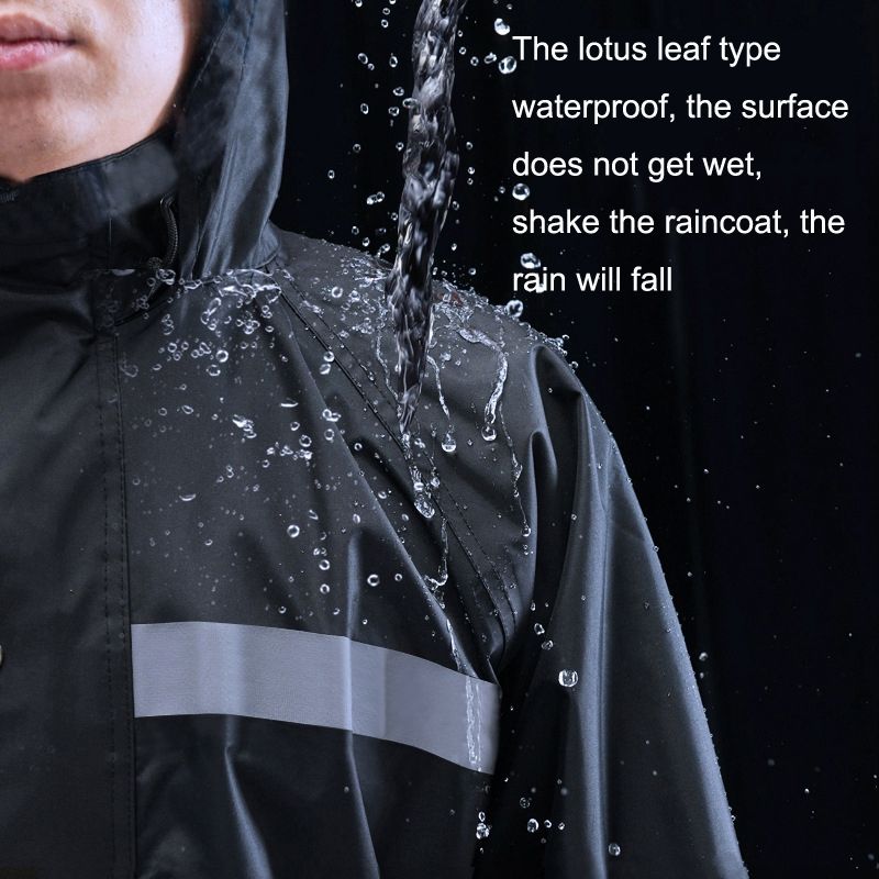 X18 Siamese Raincoat Outdoor Adult Reflective Riding Raincoat-Black