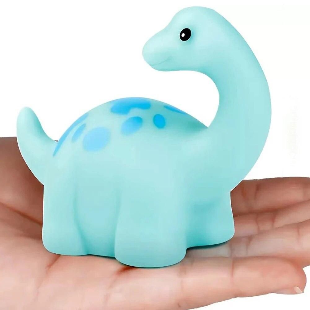 6pcs Cute Dinosaur Bathtub Birthday Toddler Swimming Pool Shower Vinyl Baby Bath Toy LED Light Up Waterproof Cartoon Floating