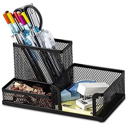 Wire Mesh Metal Cube Pen & Memo Organiser
