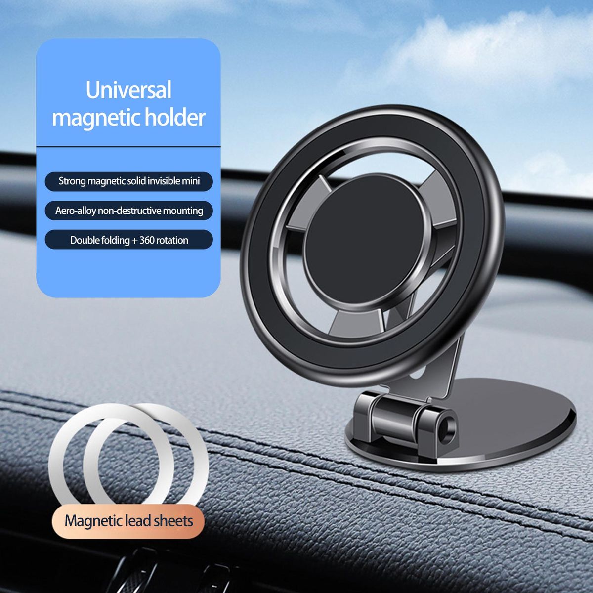 1 Set Car Phone Mount Angle Free Adjustment Mobile Phone Holder Black
