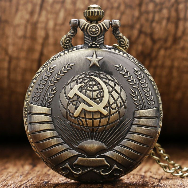 Quartz Pocket Watch Necklace Bronze Pendant Clock