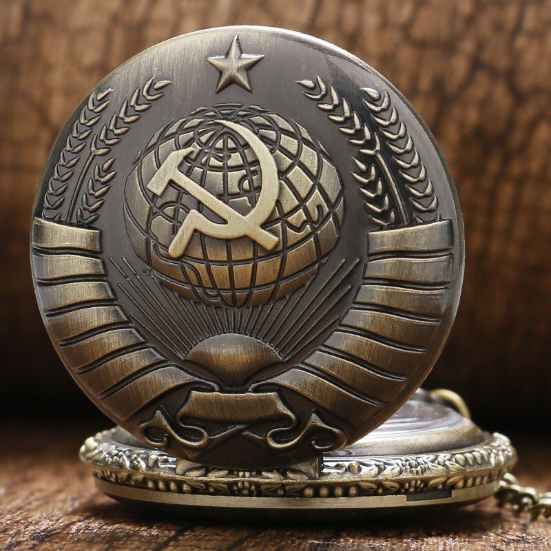 Quartz Pocket Watch Necklace Bronze Pendant Clock