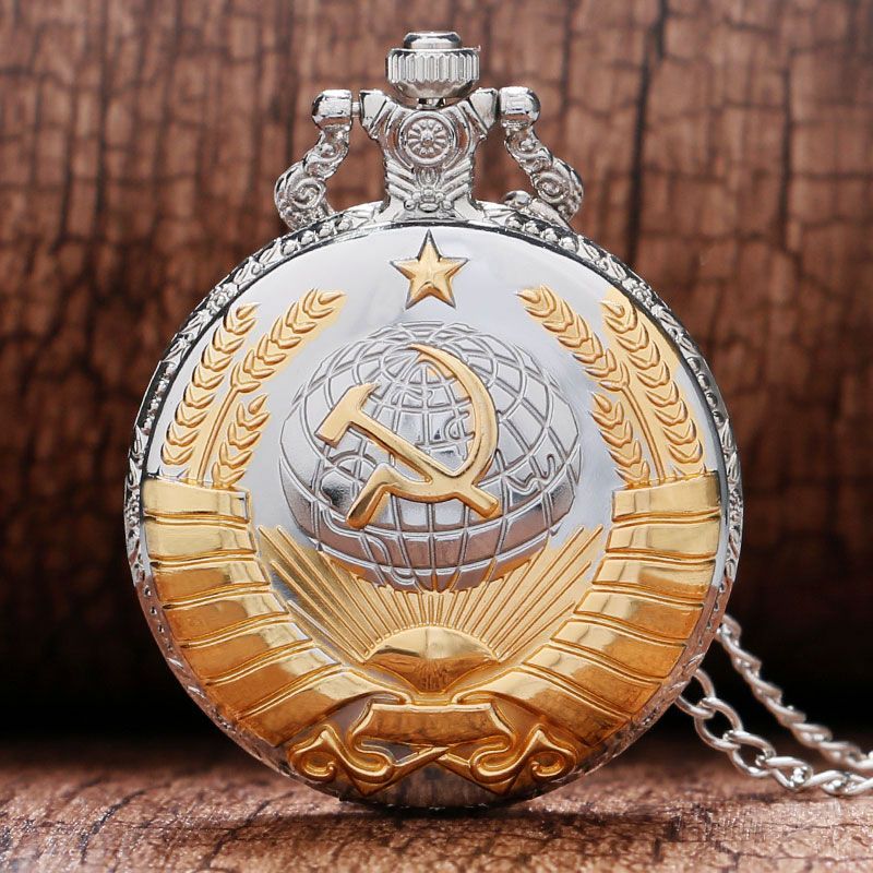 Quartz Pocket Watch Russian Badge Neutral  Necklace