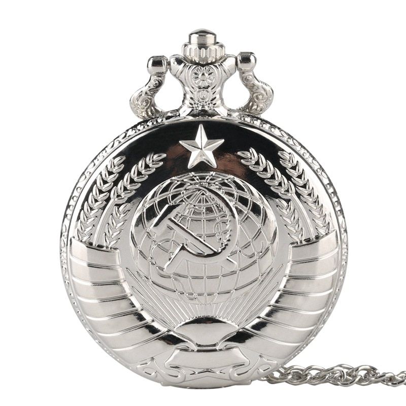 Quartz Pocket Watch Russian Badge Neutral  Necklace