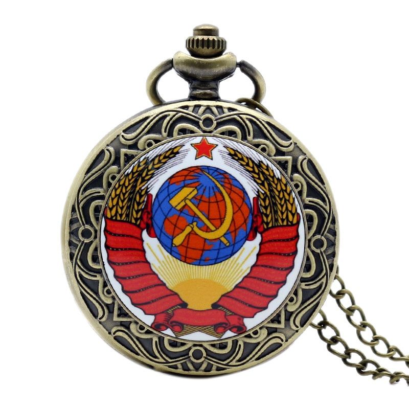 Quartz Pocket Watch Russian Badge Neutral  Necklace
