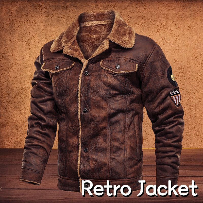 Mens Coats Retro Style Suede Leather Jacket