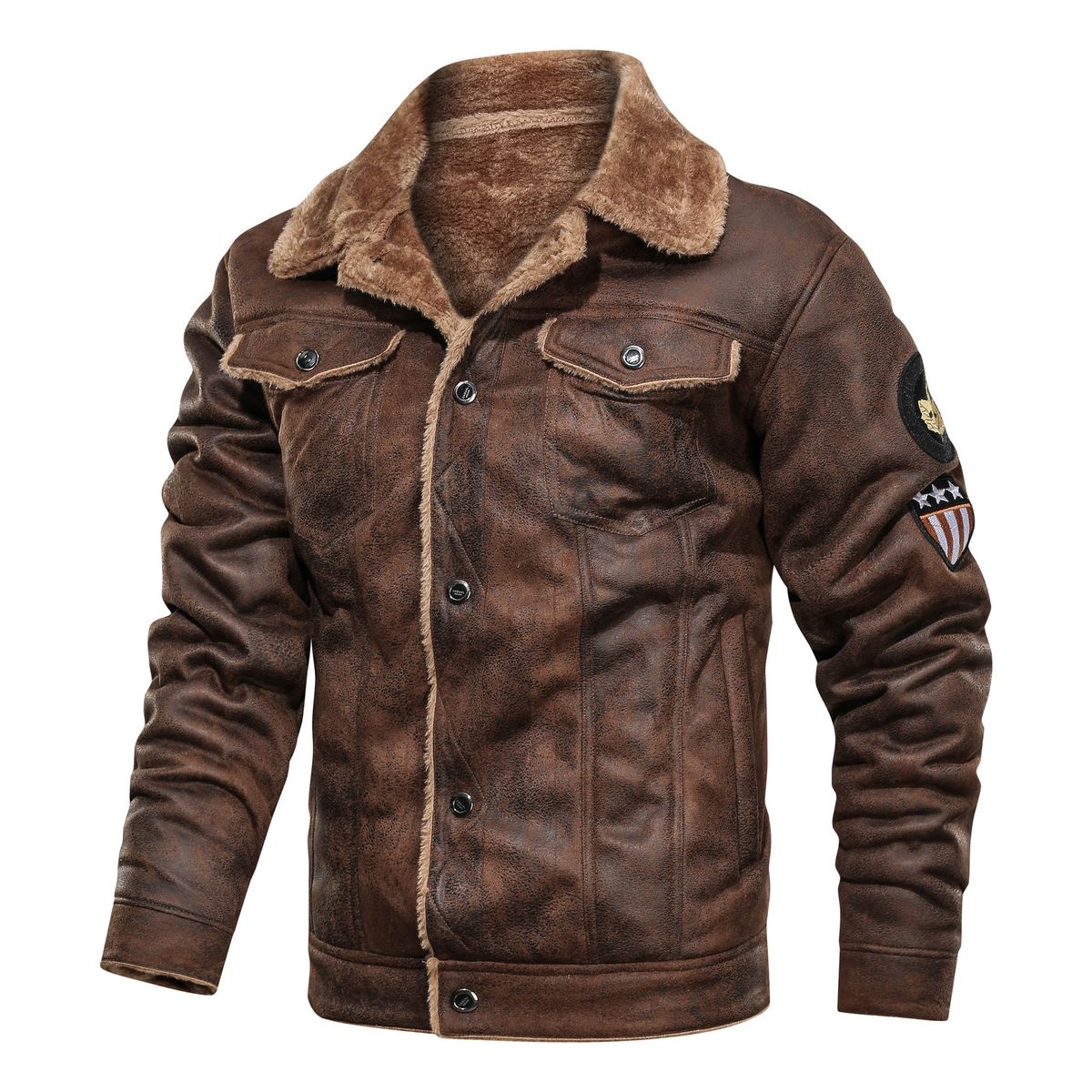 Mens Coats Retro Style Suede Leather Jacket
