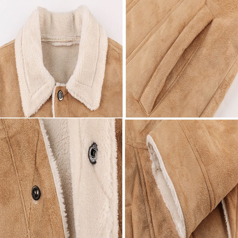 Mens Coats Retro Style Suede Leather Jacket
