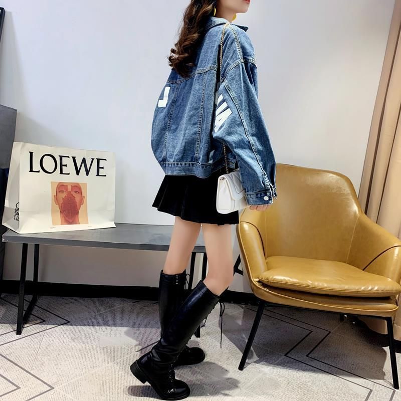 Loose Short Batwing Sleeve Denim Jacket for Women 2020 Spring New Korean Style Online Influencer Pop Denim Jacket Trendy Women