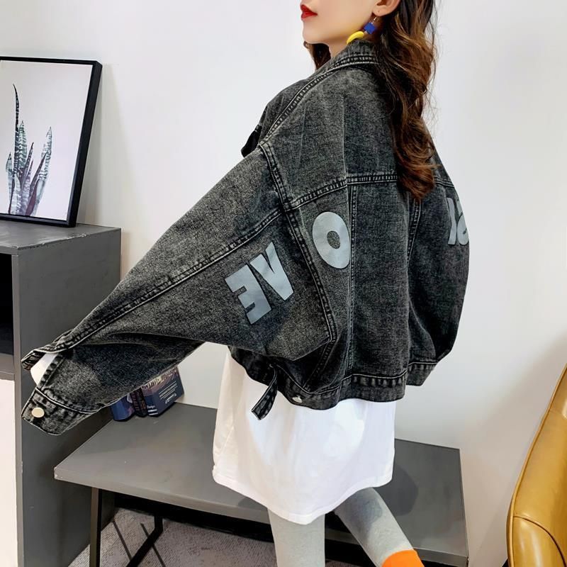 Loose Short Batwing Sleeve Denim Jacket for Women 2020 Spring New Korean Style Online Influencer Pop Denim Jacket Trendy Women