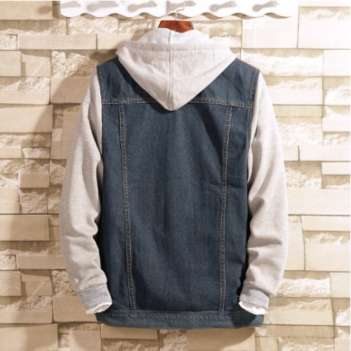 Men's Denim Jeans Jacket With Detachable Hoodie
