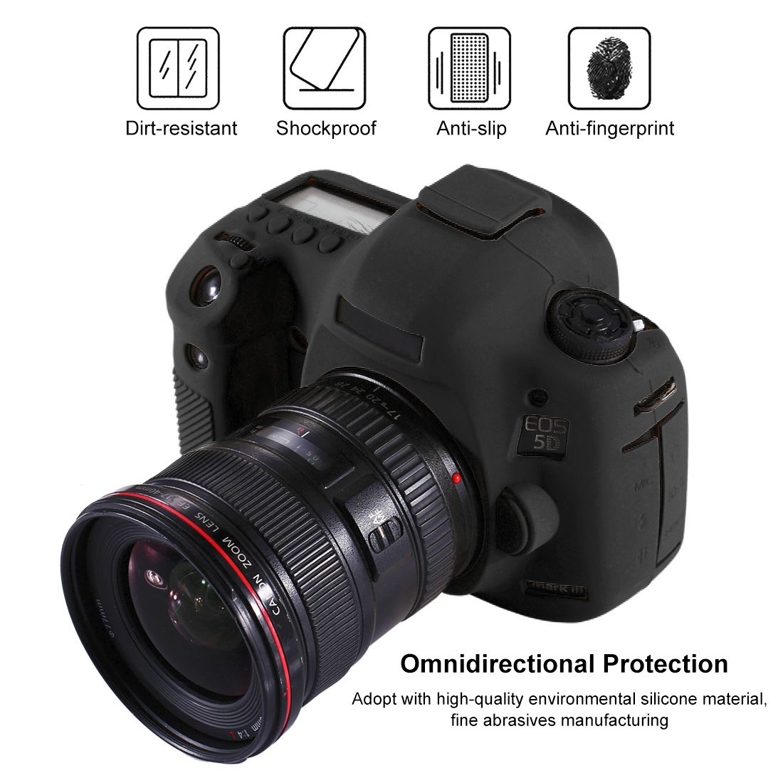PULUZ Soft Silicone Protective Case For Canon EOS 5D Mark III / 5D3(Black)