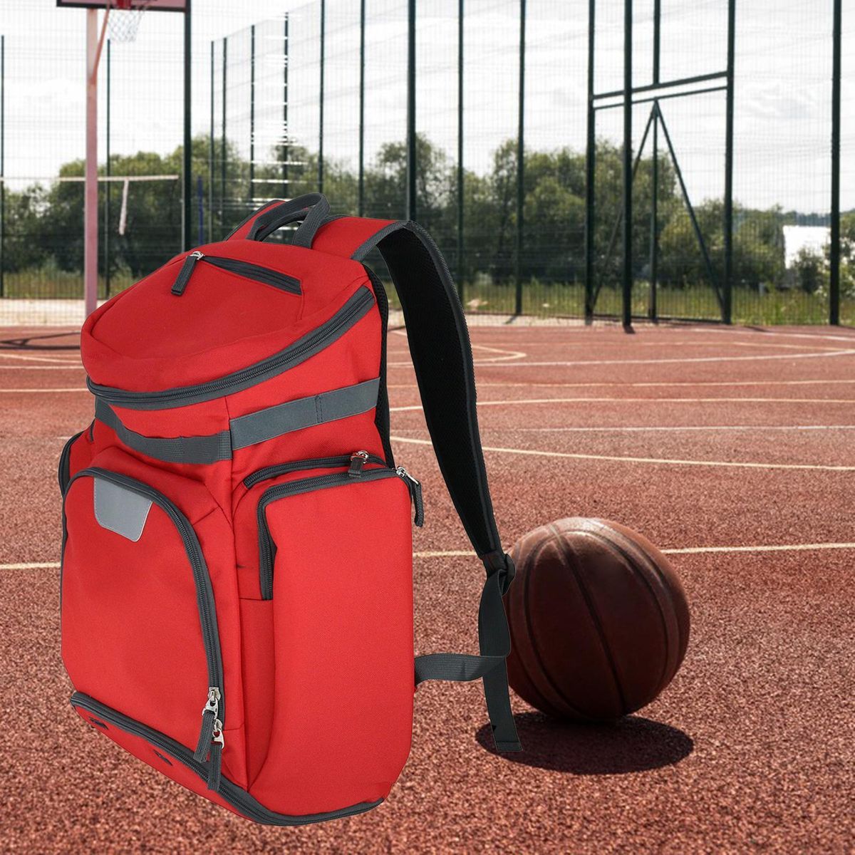 Basketball Soccer  Bag For Boys Girls Multi Purpose Red