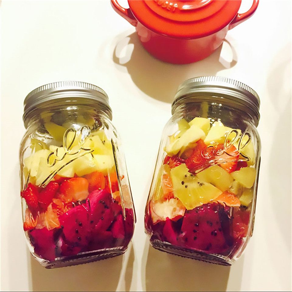 Large Size Glass Mason Jar Beverage Mug With Lid Kitchen