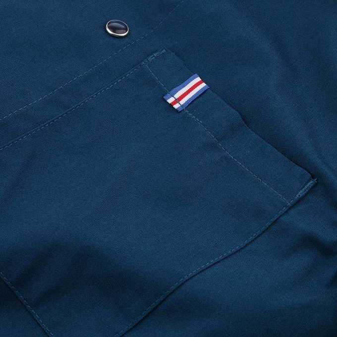 Unisex Chef Jackets Uniform Short Sleeves Shirt Hotel Restaurant Blue