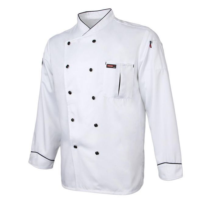 2X Piping Chef Jacket Coat Uniform Long Sleeve Hotel Kitchen Apparel L