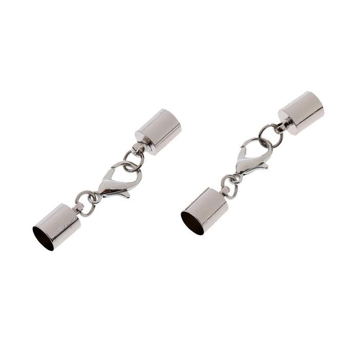 12 Pcs Stainless Sliver End Caps With Lobster Clasps Jump Rings