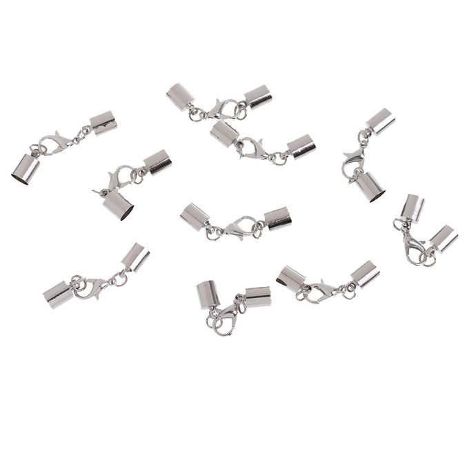12 Pcs Stainless Sliver End Caps With Lobster Clasps Jump Rings