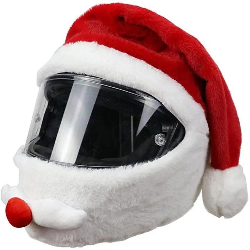 1Pcs Santa Claus Helmet Cover Plush Christmas Hat for Motorcycle Helmet Happy New Year Party Supplies Xmas Cosplay Accessoories