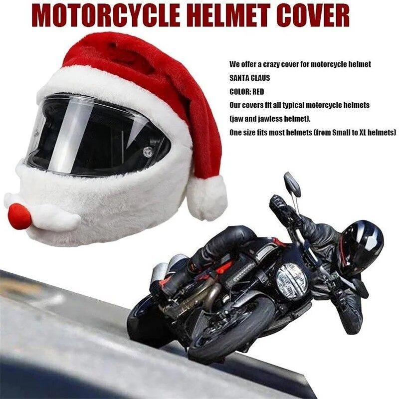 1Pcs Santa Claus Helmet Cover Plush Christmas Hat for Motorcycle Helmet Happy New Year Party Supplies Xmas Cosplay Accessoories