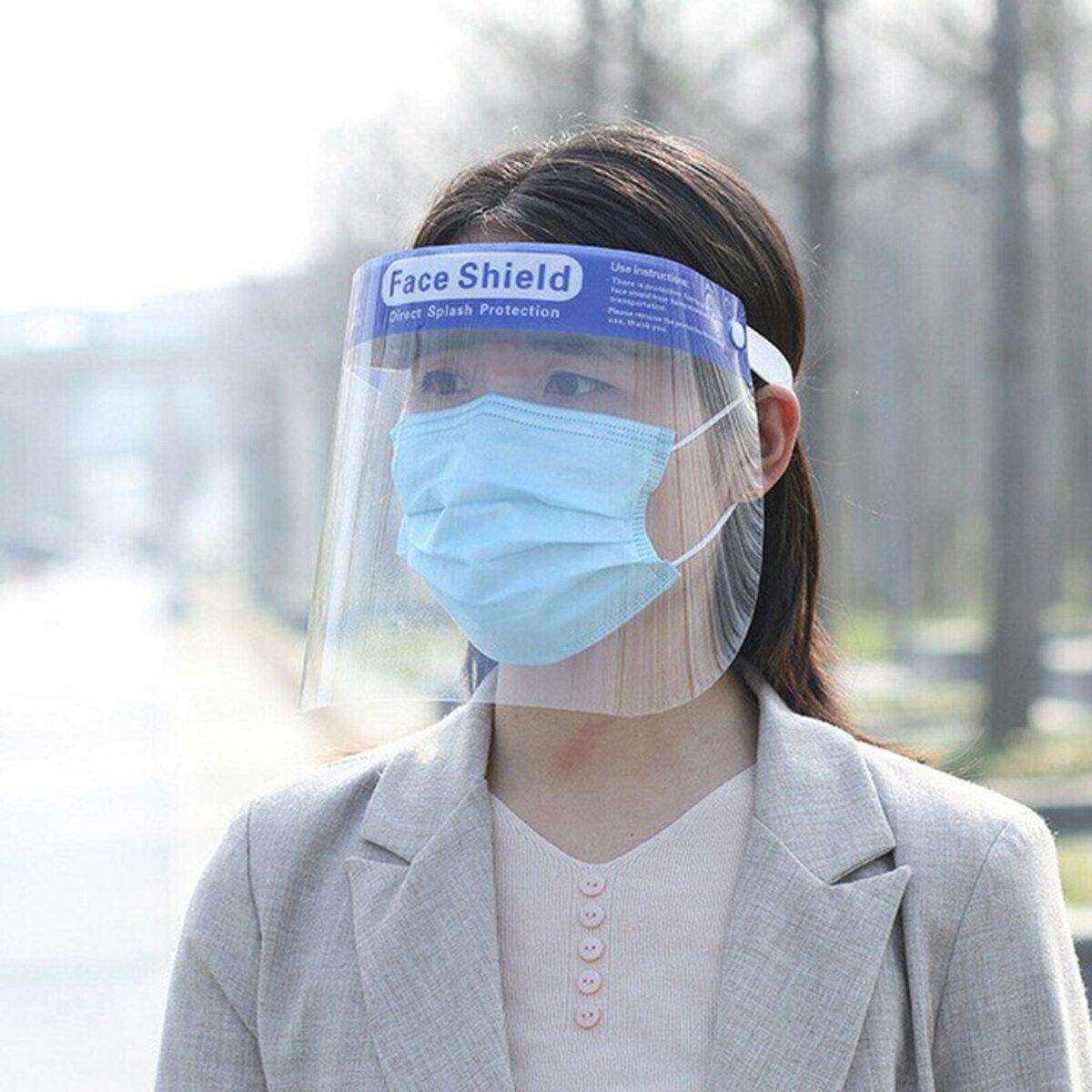 2PCS Transparent Adjustable Full Face Clear Protective Film Shield Plastic Anti-fog Safety